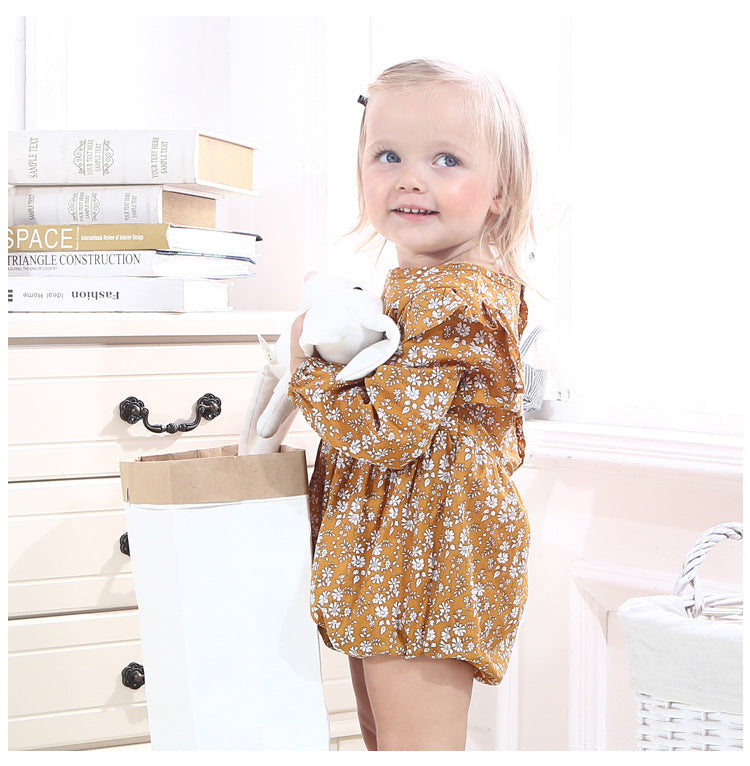 Pagliaccetto manica lunga con fiorellini e rouches