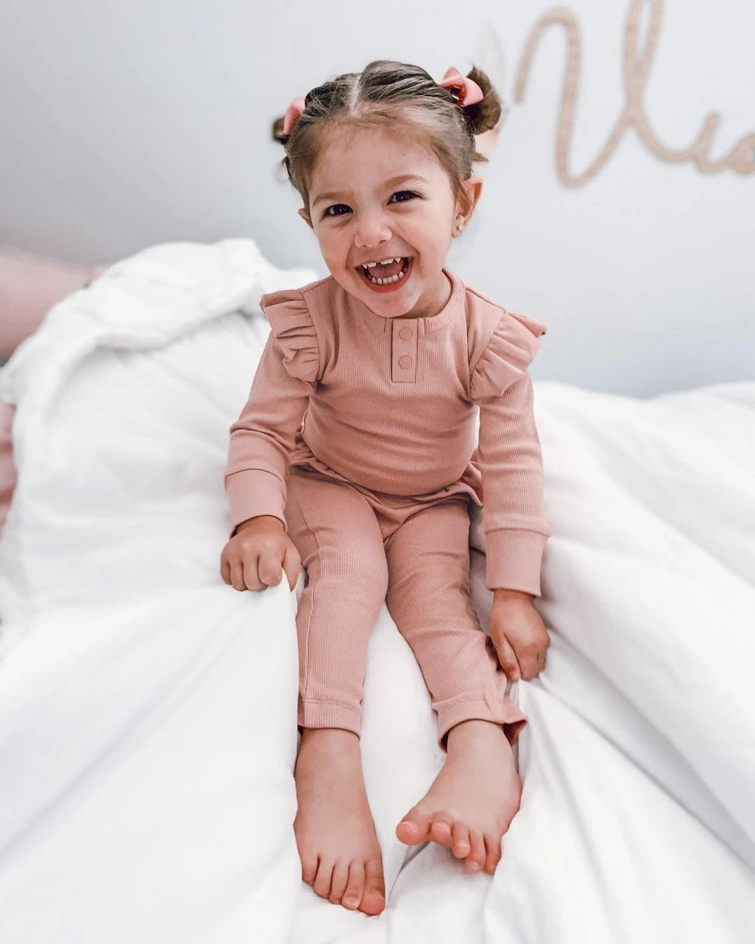 Completo in cotone a costine ROSA