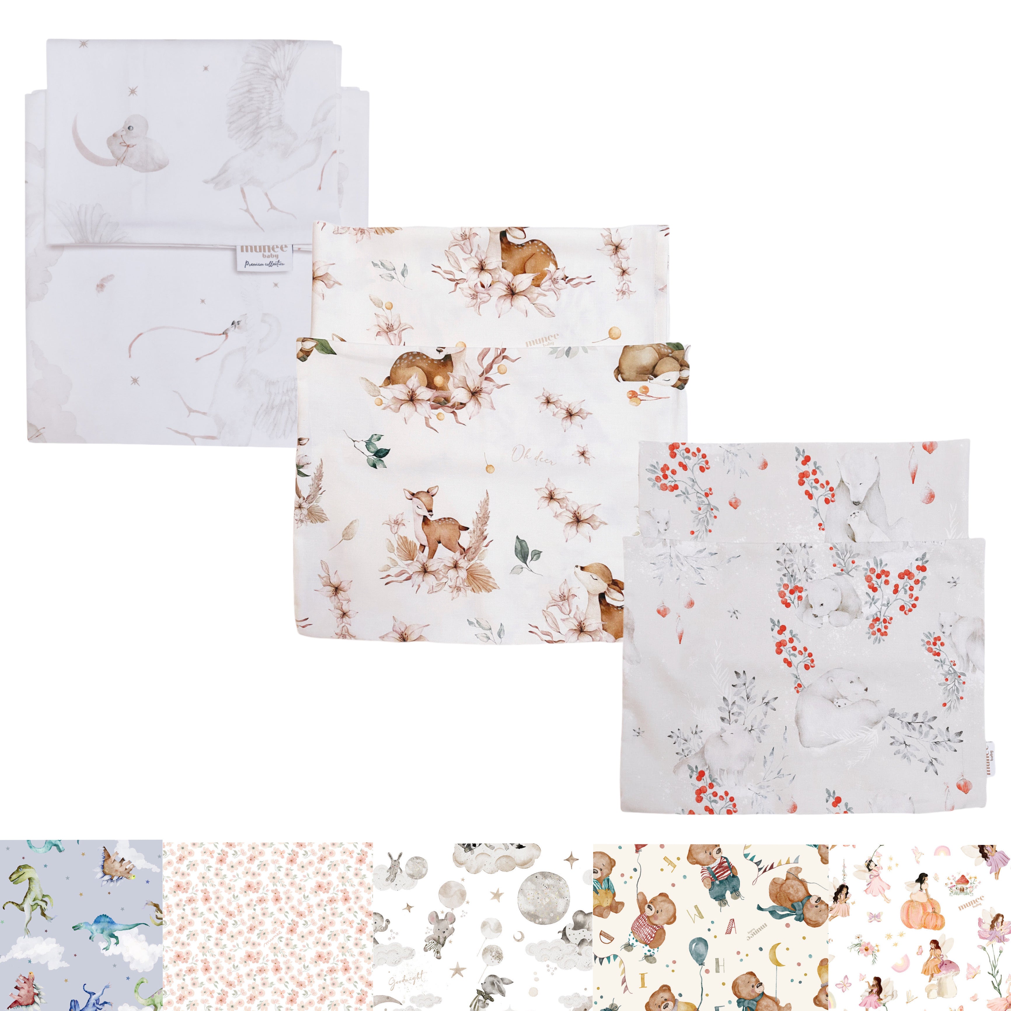 Lenzuolo e federa per culla e carrozzina 75x100/30x40 cm | COTONE PREMIUM