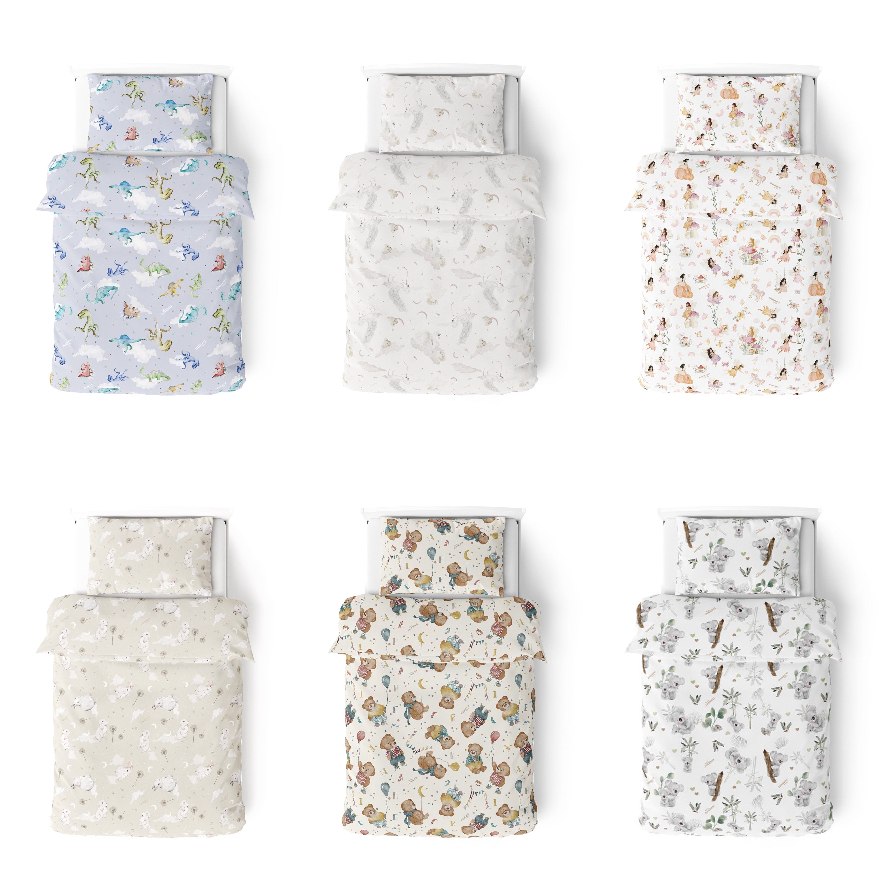 Copripiumino e federa per lettino con sbarre o lettino Montessori 100x135/40x60 cm | COTONE PREMIUM