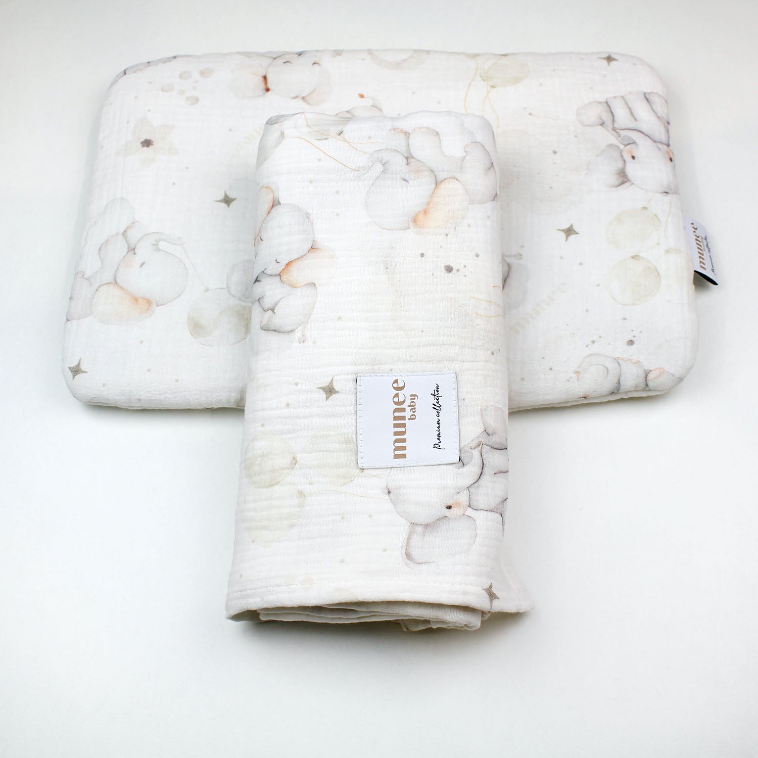 Copertina e cuscino 100x100/25x35 cm | MUSSOLA DOPPIA GARZA