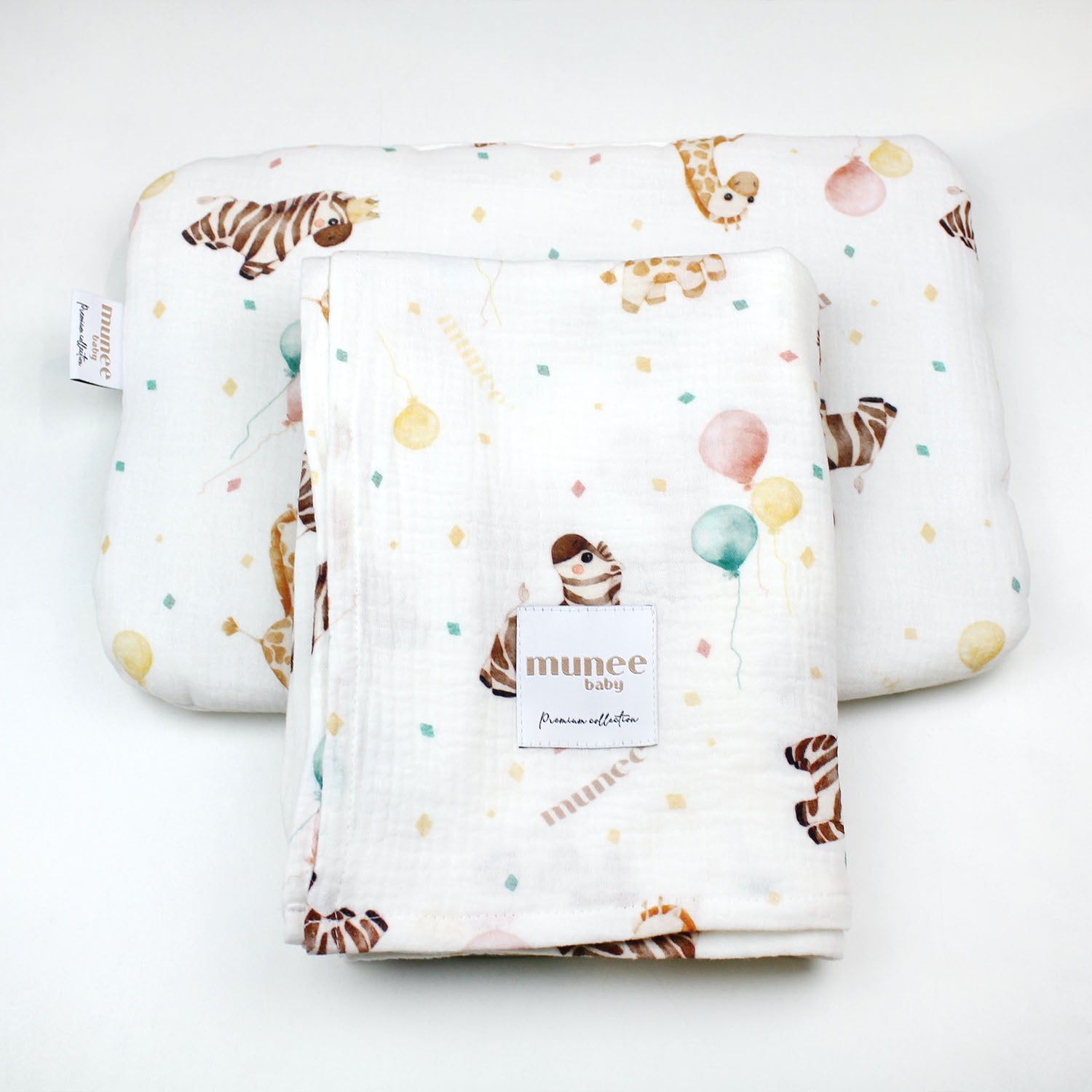 Copertina e cuscino 100x100/25x35 cm | MUSSOLA DOPPIA GARZA