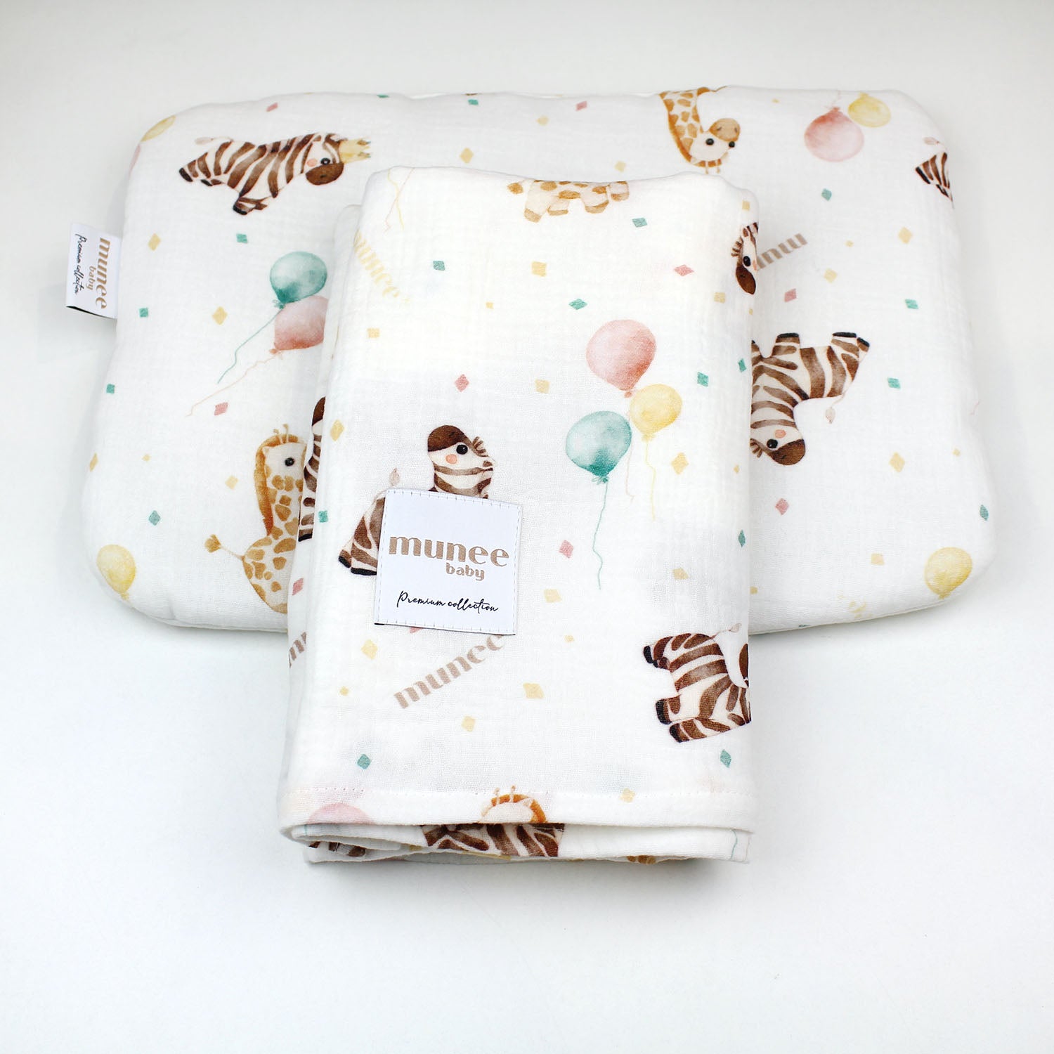 Copertina e cuscino 100x100/25x35 cm | MUSSOLA DOPPIA GARZA