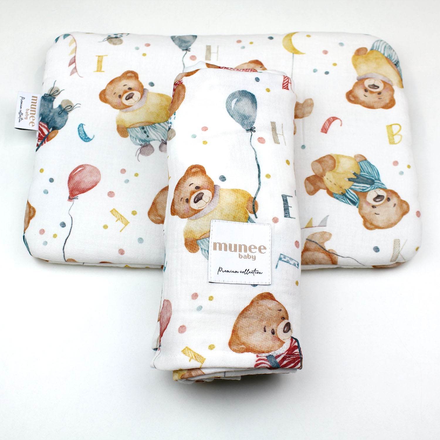 Copertina e cuscino 100x100/25x35 cm | MUSSOLA DOPPIA GARZA