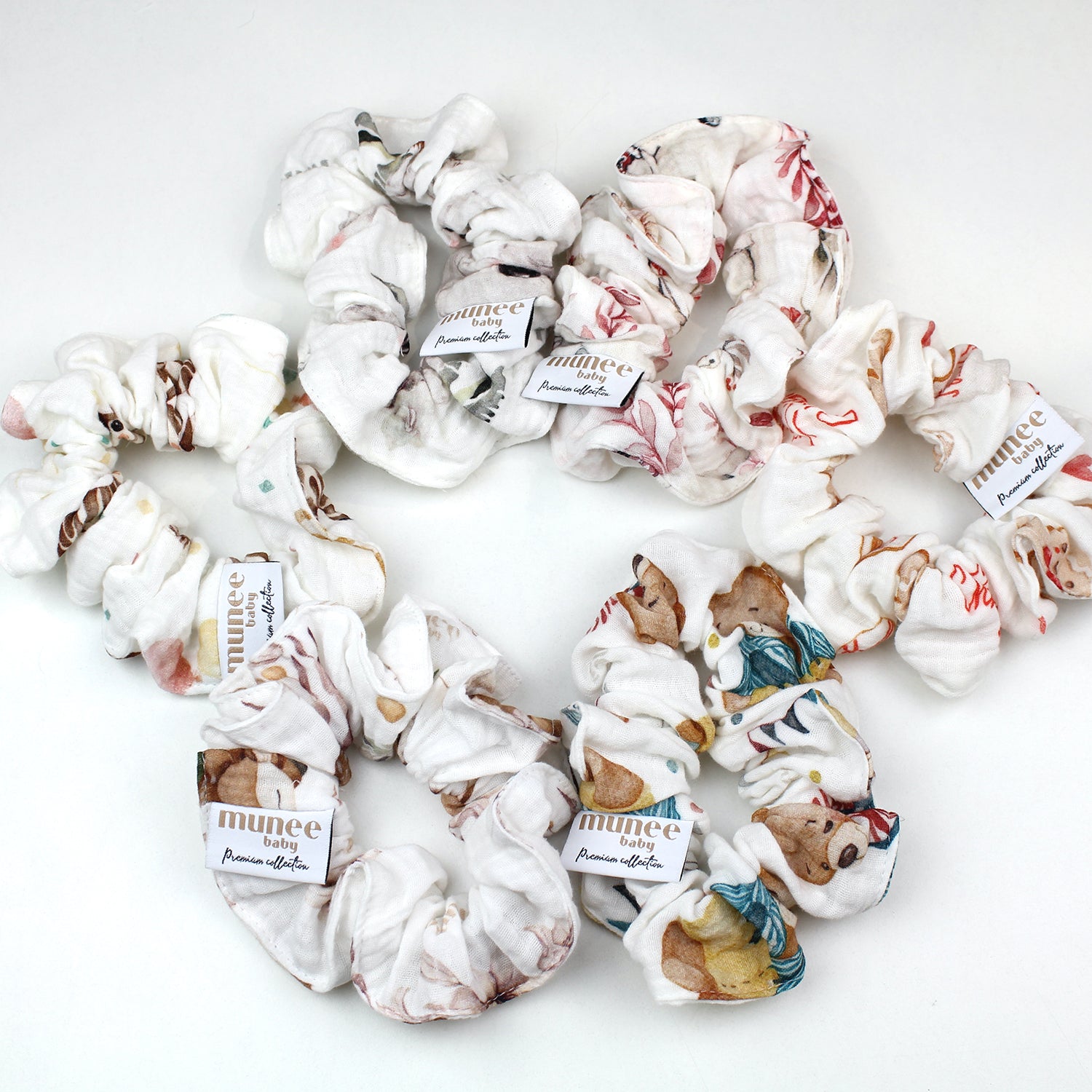 Scrunchie XL in mussola doppia garza a fantasia