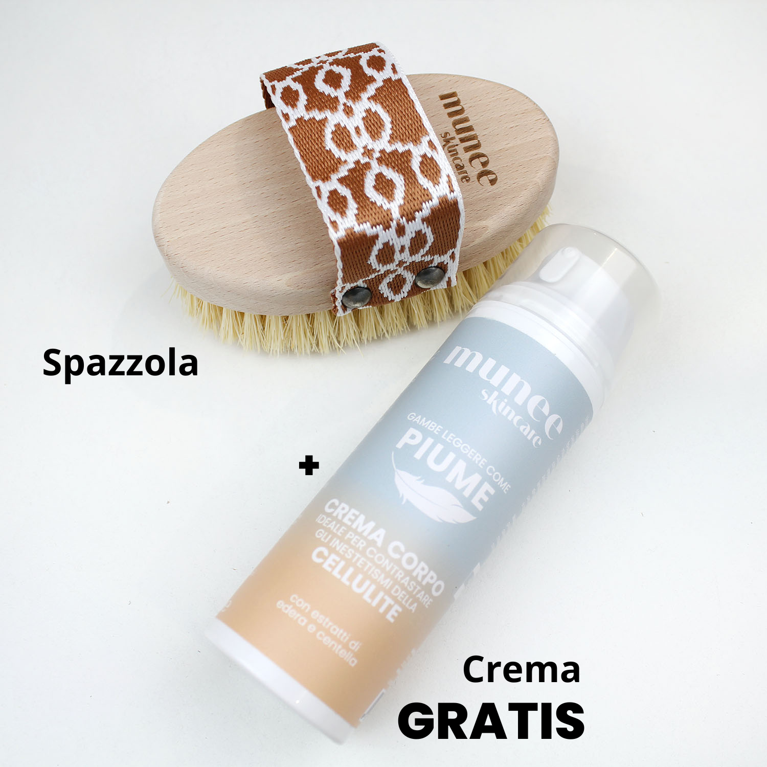 Spazzola per Massaggio a Secco + Crema Piume Anticellulite GRATIS
