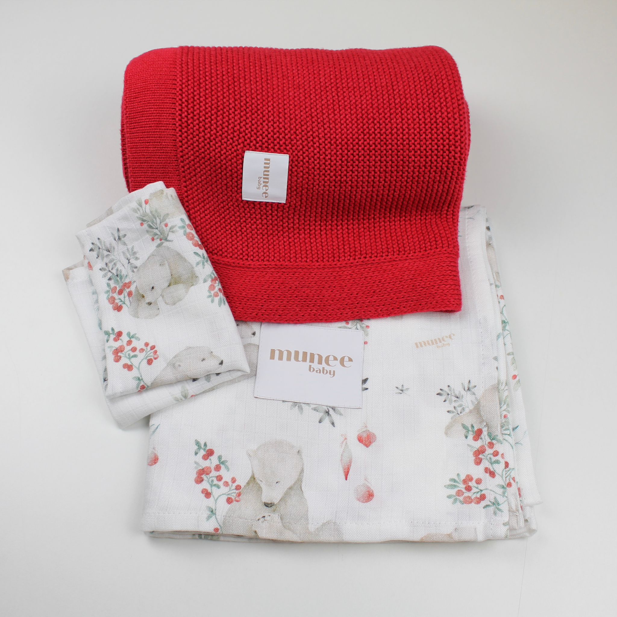 Set Coperta Rossa + Mussola Grande + Mini telo Gratis