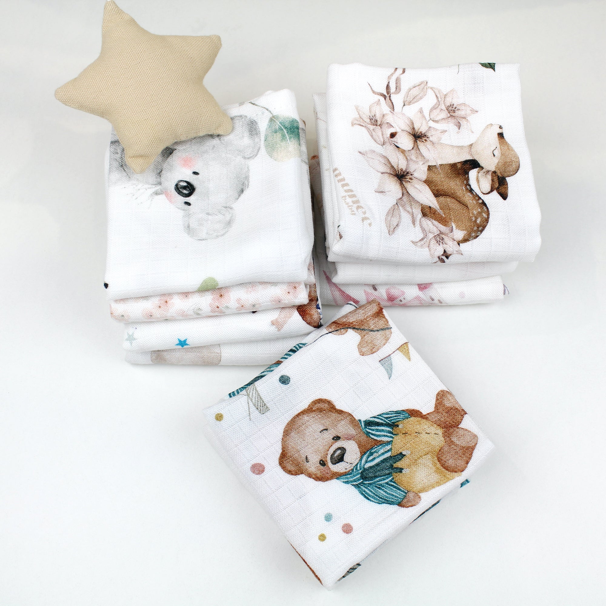 SET 2 mini teli in mussola 40x40 cm GRATIS