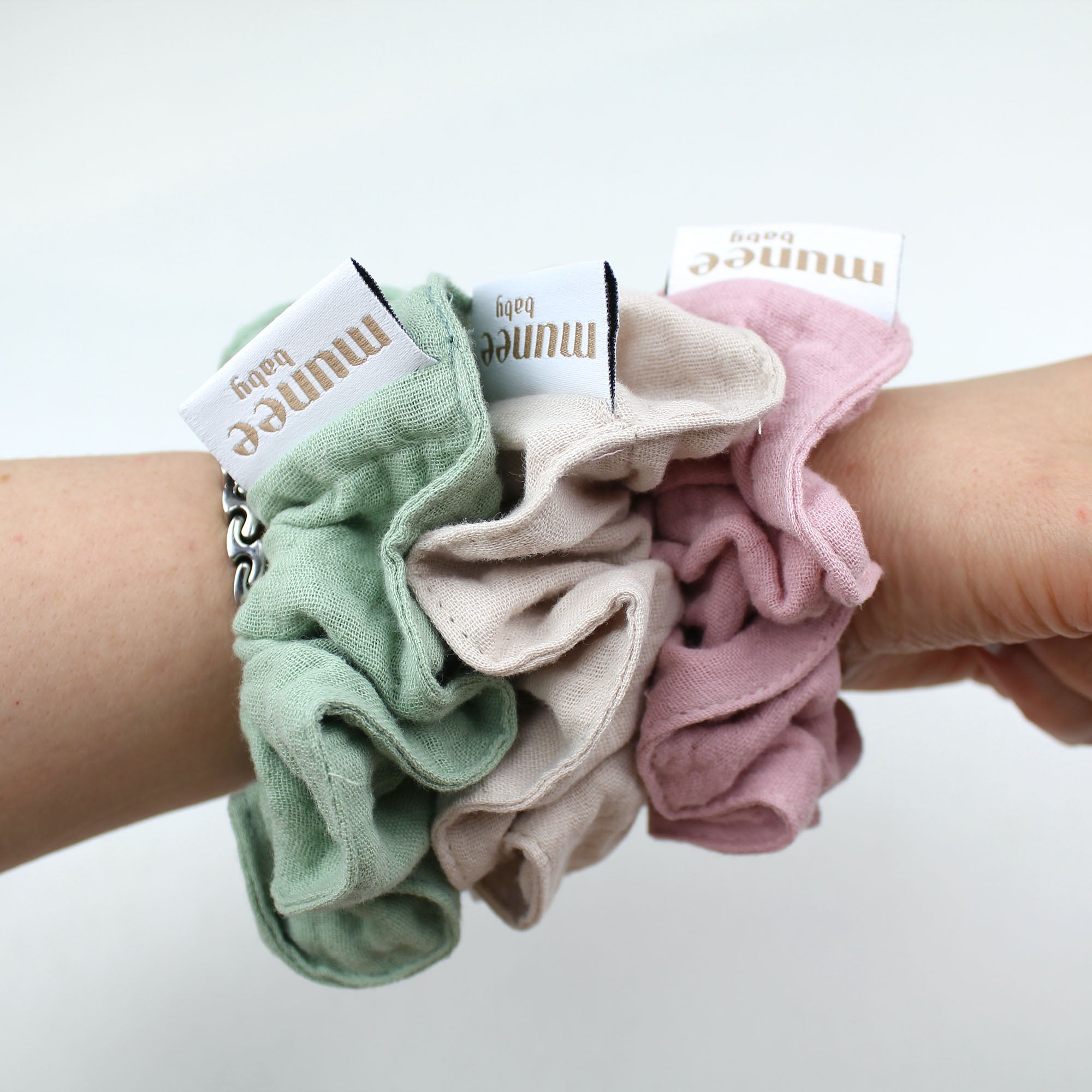 SET 3 Scrunchies XL in Mussola Double Gauze (3x2 - uno è in omaggio!)