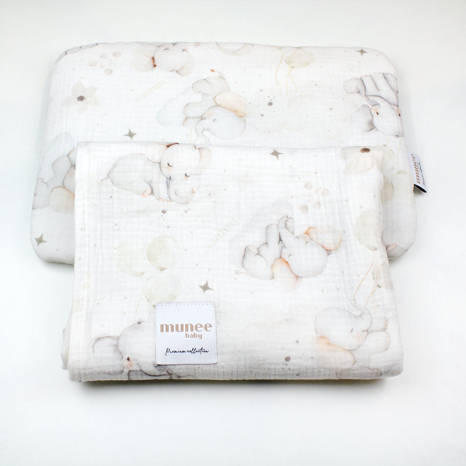 Copertina e cuscino 100x100/25x35 cm | MUSSOLA DOPPIA GARZA