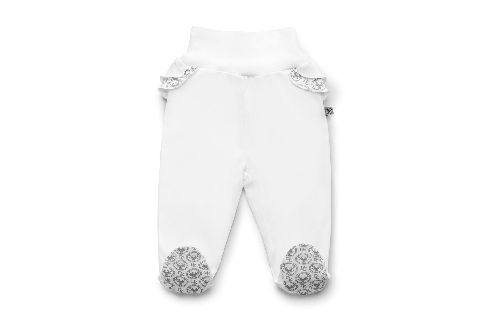 Pantaloni bianchi con piedini per femminuccia