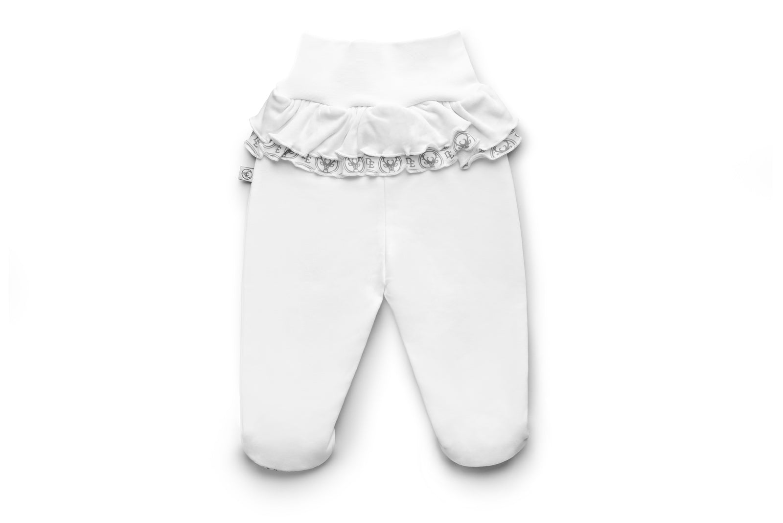 Pantaloni bianchi con piedini per femminuccia